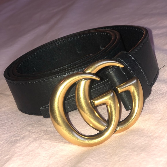 Double G Gucci Belt. Gold. Black Leather. - Picture 1 of 4